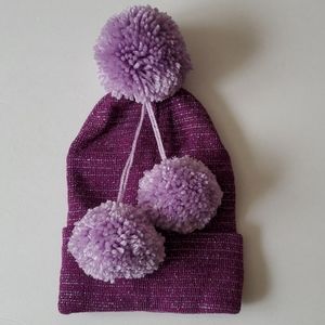 Purple and Silver Stretch Knit Hat